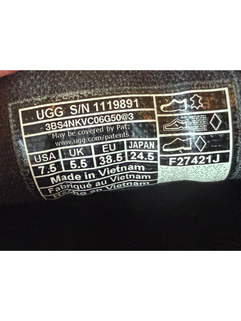 UGG Black Leather Platform Slip-On Sneakers Women's Size 7.5 - Picture 8 of 8
